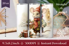 Christmas Tumbler Sublimation, Watercolor Mouse Tumbler Wrap Product Image 1