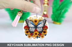 Butterfly And Sunflowers - Keychain Sublimation Design Product Image 1