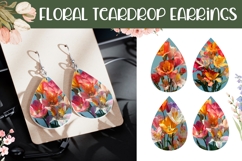 Flowers Earrings Design, Summer Earrings Sublimation PNG Product Image 1