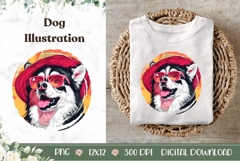 Husky Dog Illustration, Cartoon Husky Print, Funny Husky PNG Product Image 1