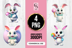 Cute Bunny Candy Lover Clipart Sublimation PNG Product Image 1