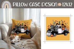 Fall Truck Pillow Sublimation, Pumpkins Pillow Design Product Image 1