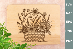 Basket with flowers SVG, Wildflowers, Laser Engraving files Product Image 2