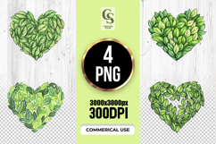 Botanical Leaf Heart Green Clipart Sublimation PNG Product Image 1