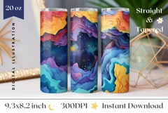 3D Galaxy Tumbler Wrap, 3D Sublimation Tumbler, Space PNG Product Image 1