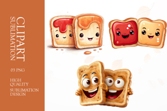 Cute kawaii toasted bread clipart sublimation png Product Image 1