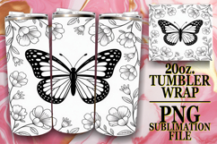 Blissful travels 20oz tumbler wrap, Butterfly Product Image 1