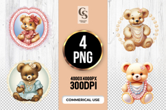 Vintage Pearl Teddy Clipart Sublimation PNG Product Image 1