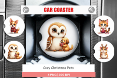 Cozy Christmas Pets Car Coaster Product Image 1
