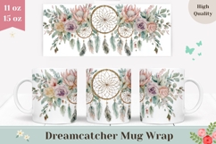 Dreamcatcher Mug Wrap, Floral Mug Design, Boho Mug Product Image 1