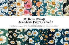 Boho Daisey Seamless Patterns - 300DPI Product Image 1