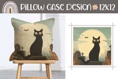 Cartoon Halloween Pillow Design, Black Cat Pillow Template Product Image 1
