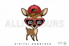 Valentine Buck PNG Sublimation, Valentines Deer PNG Product Image 1