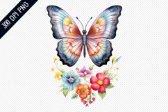 Rainbow Butterfly and Flowers Sublimation Design Product Image 1