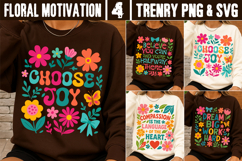 Floral Motivation SVG Choose Joy Retro Flower PNG Product Image 1