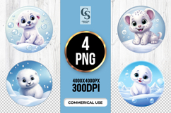 Cute Polar Baby Animal Clipart Sublimation PNG Product Image 1