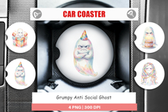 Grumpy Anti Social Ghost Car Coaster Product Image 1