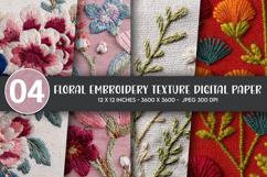 Floral Embroidery Texture Digital Paper Product Image 1