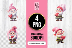 Cute Gnome Holding Heart Clipart Sublimation PNG Product Image 1