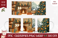 Cartoon Christmas Fireplace Mug, Christmas Tree Mug Product Image 1