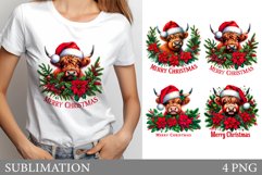 Highland Cow Sublimation. Cow Christmas T-Shirt Sublimation Product Image 1