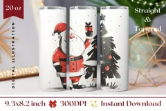 Christmas Tree Tumbler Wrap, Santa Claus Tumbler Template Product Image 1