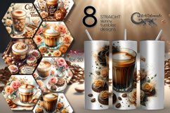 Watercolor Coffee | 8 Sublimation Tumbler Designs, PNG Product Image 1