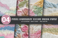 Pastel Embroidery Texture Digital Paper Product Image 1