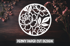 Peony Flowers Paper Cut Round Sign Template Product Image 1