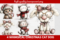 4 Whimsical Christmas Cat &amp; Dog Clipart | Cute Holiday Pet Product Image 1
