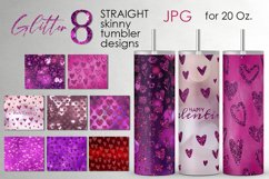 Valentine sublimation glitter Skinny tumbler design bundle Product Image 1