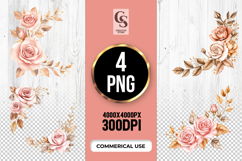 Blush Rose Floral Clipart Sublimation PNG Product Image 1