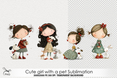 Cute girl with a pet sublimation Product Image 1