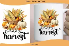 Happy Harvest Fall PNG, Sublimation Downloads Product Image 1