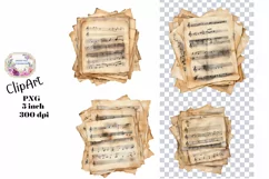 Music Sheets, Ephemera, PNG, Clipart, Watercolor Product Image 1