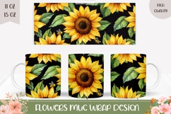 Sunflowers Mug Wrap, Sunflowers Sublimation Mug PNG Product Image 1