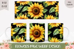 Sunflowers Mug Wrap, Sunflowers Sublimation Mug PNG Product Image 1
