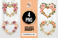 Rose Heart Frame Clipart Sublimation PNG Product Image 1