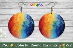 Fluid Art Round Earrings, Abstract Round Earring PNG Product Image 1