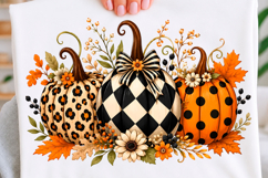 Preppy Patterned Pumpkin Png Tshirt Product Image 1