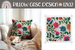 Cartoon Flowers Pillow PNG, Rustic Pillow Case Template Product Image 1