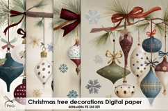 Christmas tree decorations digital paper, background clipart Product Image 1