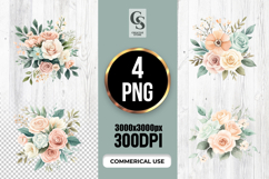Peach Rose Floral Bouquet Clipart Sublimation PNG Product Image 1