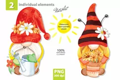 Gnomes. Hand drawn gnomes. Gnomes PNG clipart. Summer gnome Product Image 1