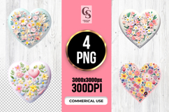 Floral Heart Flower Pattern Clipart Sublimation PNG Product Image 1