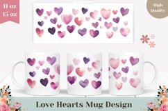 Love Mug Wrap Design, Purple Love Hearts Mug Template Product Image 1