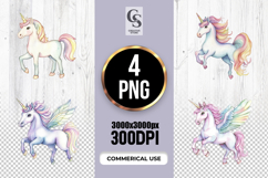 Watercolor Rainbow Unicorn Clipart Sublimation PNG Product Image 1