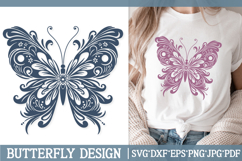 Butterfly Silhouette SVG Cut File. Floral Butterfly PNG. Product Image 1