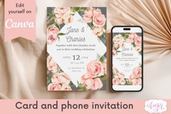 Phone and Card Floral Wedding Invitation Canva template Product Image 1