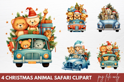Christmas Animal Safari Clipart PNG Product Image 1